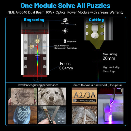 What are the benefits of adjustable focus in NEJE diode lasers?