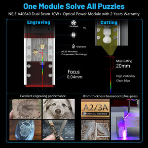 What are the benefits of adjustable focus in NEJE diode lasers?