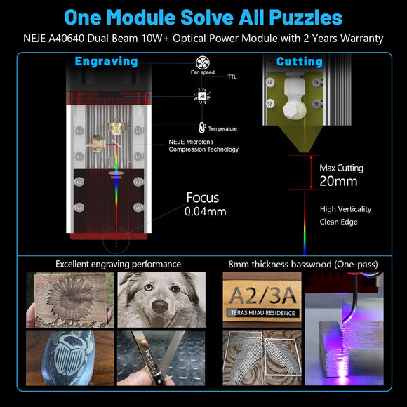 What are the benefits of adjustable focus in NEJE diode lasers?