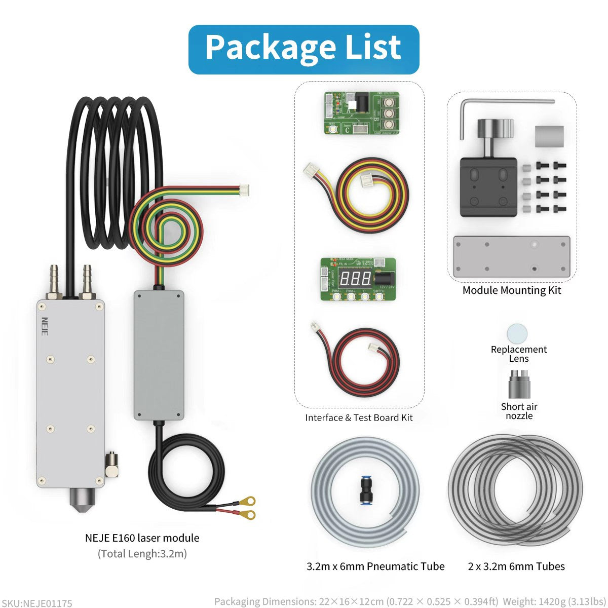 (Pre‑sale Active)NEJE E160 50W 300DPI Blue Diode Laser Module with 8-FAC Optics