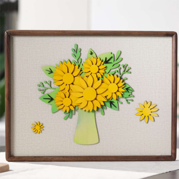Sunflower Multi-layer Cutting | DXF File | NEJE Diode Laser | Gift, Art, Wall Art