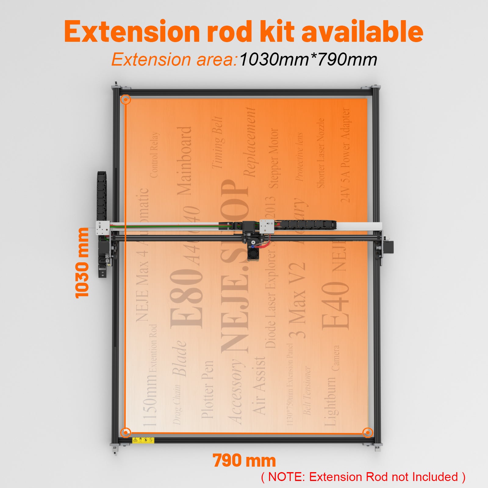 1150mm Black Aluminum Profile Rail For NEJE Max 4 & NEJE 3 Max V2