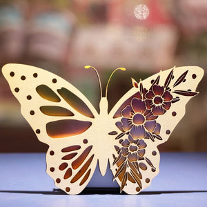 Butterfly & Flowers Two Layers Cut | DXF File| NEJE Diode Laser|Gift, Art, Wall Art