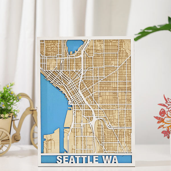 Seattle Multi-layer Map Cutting | LBRN File |Art,Gift,Home Decor,Wall Art - NEJE.SHOP