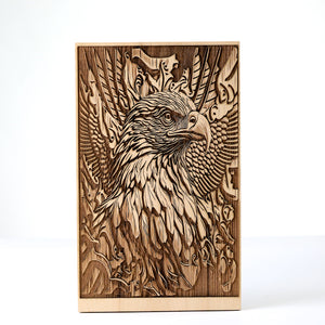 Eagle 3D Relief Engraving Art|JPG,PNG|NEJE Diode Laser|Wood,Art,Wall Decor