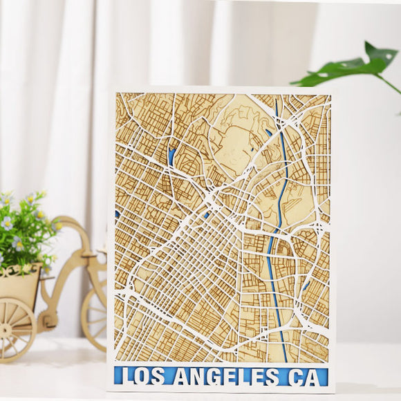 Los Angeles Multi-layer Map Cutting | LBRN File |rt,Gift,Home Decor,Wall Art