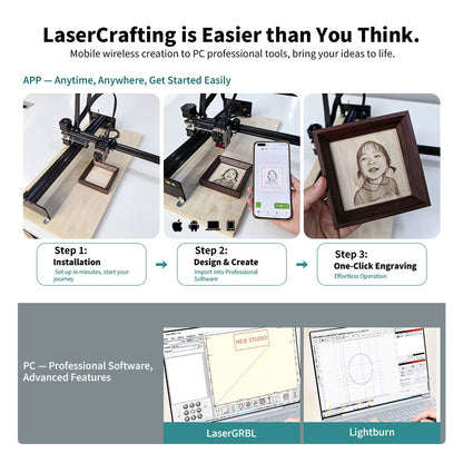 NEJE 5 Plus 12W Variable Focus Laser Engraver & Cutter, 260x400mm (10.2"x15.7") Desktop Diode Laser Engraving & Cutting Machine for Wood, Leather, Curved Surface Engraving
