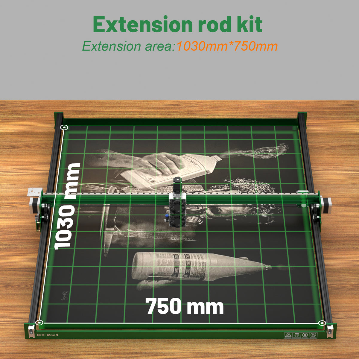 1150mm Black Aluminum Profile Rail For NEJE Max 4 & NEJE 3 Max V2 Laser Engraver & Cutter Y-Axis Extension Kit - NEJE.SHOP
