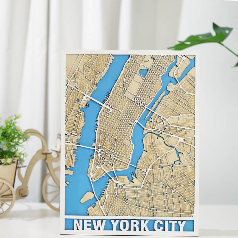 New York Multi-layer Map Cutting | LBRN File |Art,Gift,Home Decor,Wall Art - NEJE.SHOP