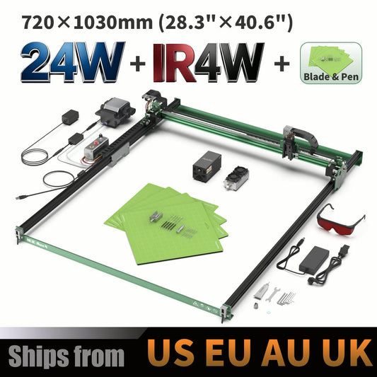 NEJE Max4 V2 4‑in‑1 Hybrid CNC Laser Engraver & Cutter, 720×1030mm (2.36ft × 3.38ft), 24W 4‑FAC Diode + 4W IR, Blade & Pen