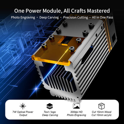 NEJE 5 7W Portable Diode Laser Engraver & Cutter, 170x170mm (6.7"x6.7") Desktop Laser Engraving & Cutting Machine for Wood, Leather, Acrylic