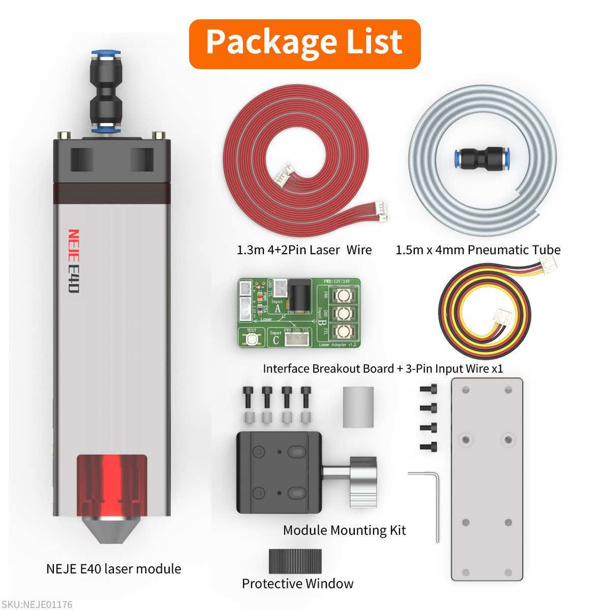 NEJE E40 12W 500DPI Diode Laser Module with Multi-Lens Technology for Stainless Steel Engraving & Precision Cutting