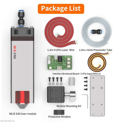 NEJE E40 12W 500DPI Diode Laser Module with Multi-Lens Technology for Stainless Steel Engraving & Precision Cutting