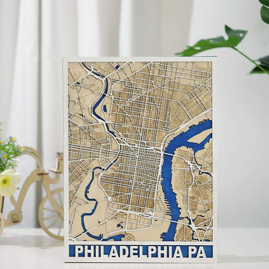 Philadelphia Multi-layer Map Cutting | LBRN File |Art,Gift,Home Decor,Wall Art - NEJE.SHOP