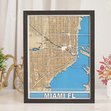 Miami Multi-layer Map Cutting | LBRN File | NEJE Diode Laser | Art,Gift,Home Decor,Wall Art