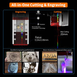 NEJE 5 12W Variable Focus Laser Engraver & Cutter, 170x170mm (6.7"x6.7") Desktop Diode Laser Engraving & Cutting Machine for Wood, Leather, Curved Surface Engraving
