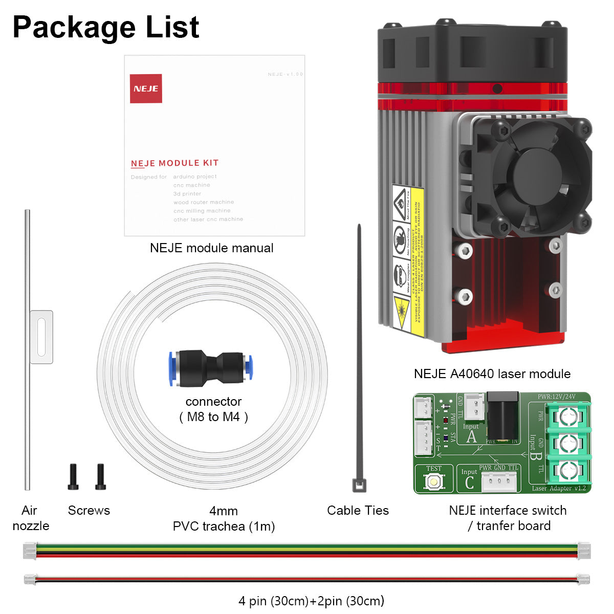 NEJE A40640 Diode Laser Module - Dual-Fiber Zoom Tech - 12V - NEJE.SHOP