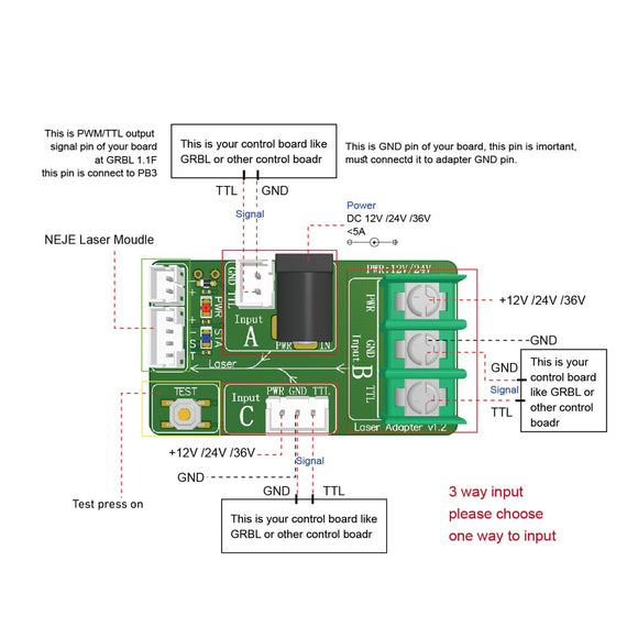 Laser Switch / Test Board For NEJE Laser Module