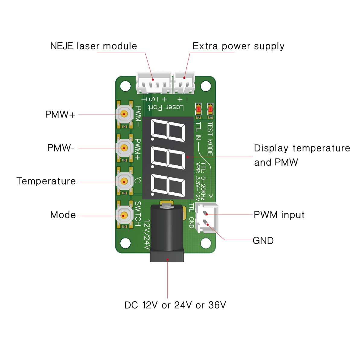 NEJE Diode Laser Module PWM Controller Board - NEJE.SHOP