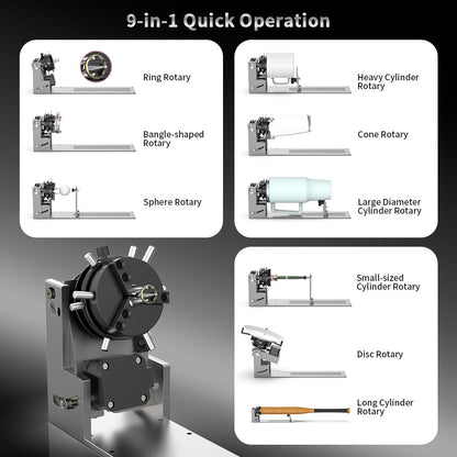 NEJE R6 9-in-1 Micron-Level Rotary Attachment  —  A-Axis Quick Operation Chuck / Roller Rotary - NEJE.SHOP