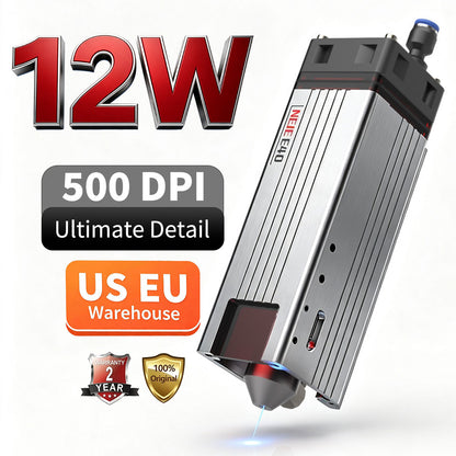 NEJE E40 12W 500DPI Diode Laser Module with Multi-Lens Technology for Stainless Steel Engraving & Precision Cutting
