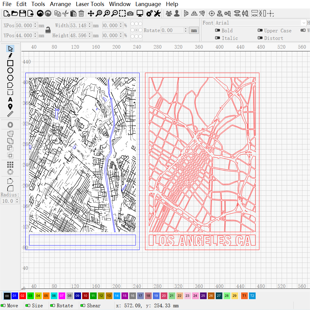Los Angeles Multi-layer Map Cutting | LBRN File |rt,Gift,Home Decor,Wall Art - NEJE.SHOP