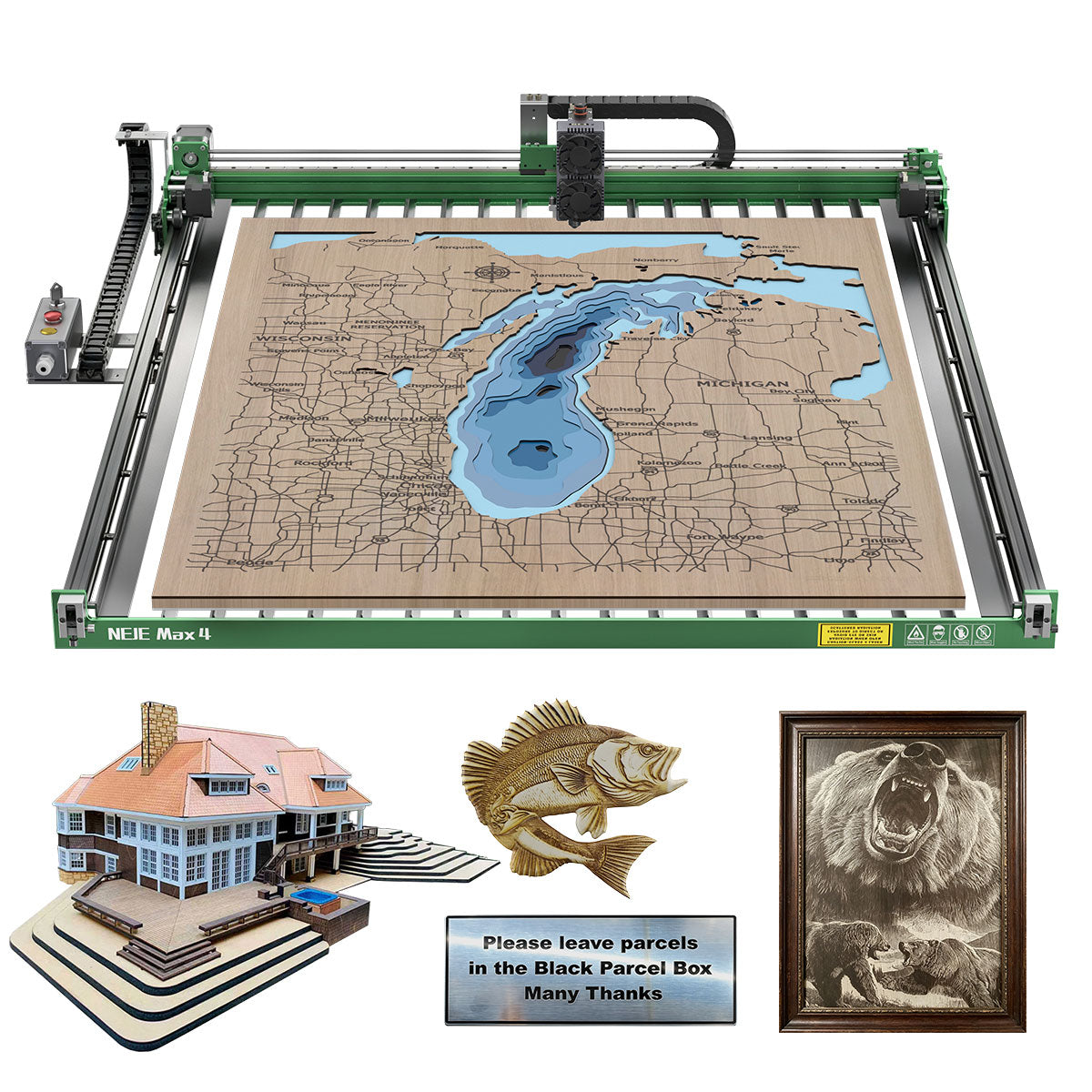 NEJE Max4 V2 4‑in‑1 Hybrid CNC Laser Engraver & Cutter, 720×1030mm (2.36ft × 3.38ft), 24W 4‑FAC Diode + 4W IR, Blade & Pen