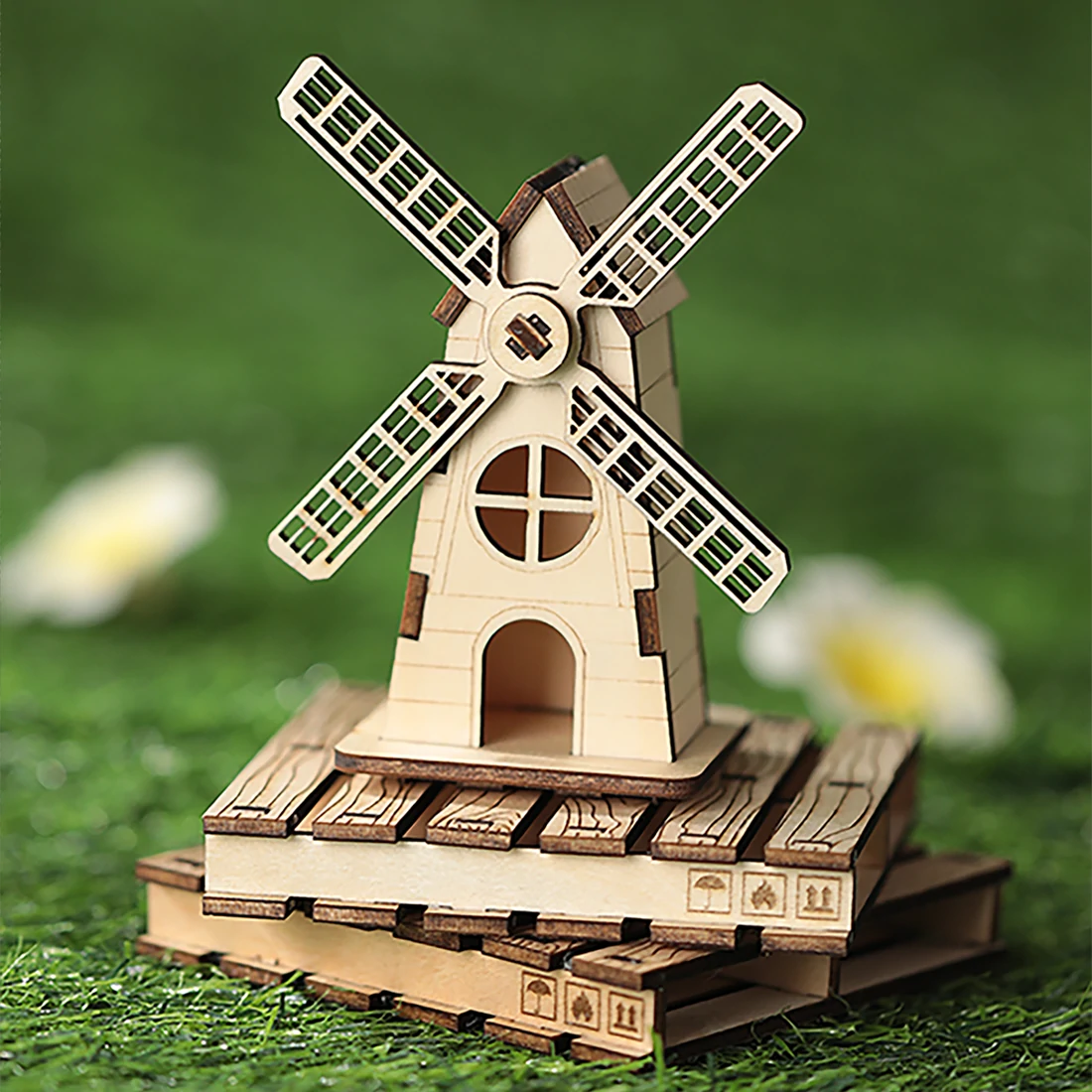Mini moulin à vent | DXF, SVG, lbrn2 | Art, cadeau, travail du bois