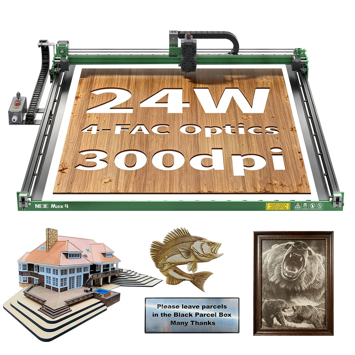 NEJE Max4 V2 4‑in‑1 Hybrid CNC Laser Engraver & Cutter, 720×1030mm (2.36ft × 3.38ft), 24W 4‑FAC Diode + 4W IR, Blade & Pen