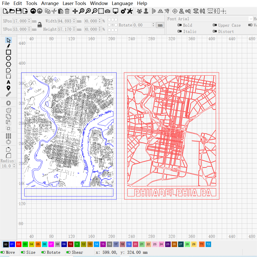 Philadelphia Multi-layer Map Cutting | LBRN File |Art,Gift,Home Decor,Wall Art - NEJE.SHOP