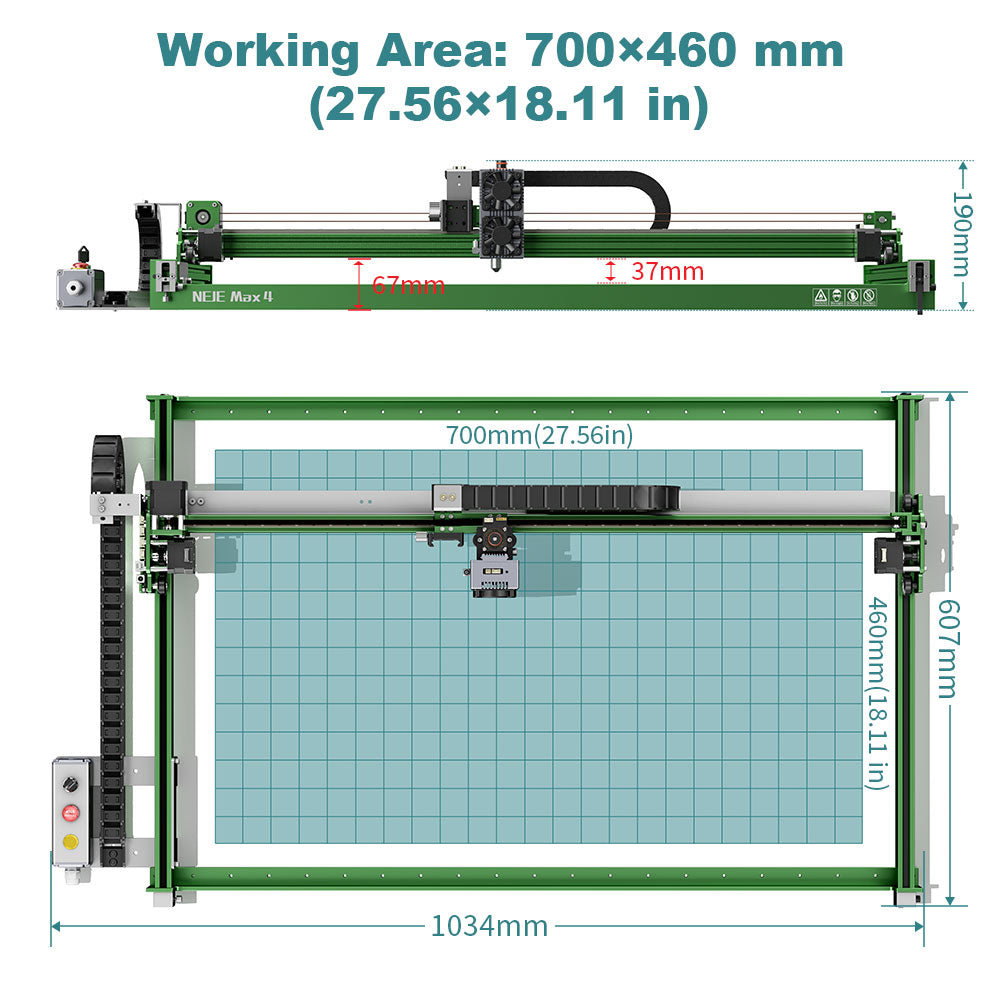 NEJE Max 4 V2: Metal/wood engraving, 1200mm/s, Z with cutter/pen
