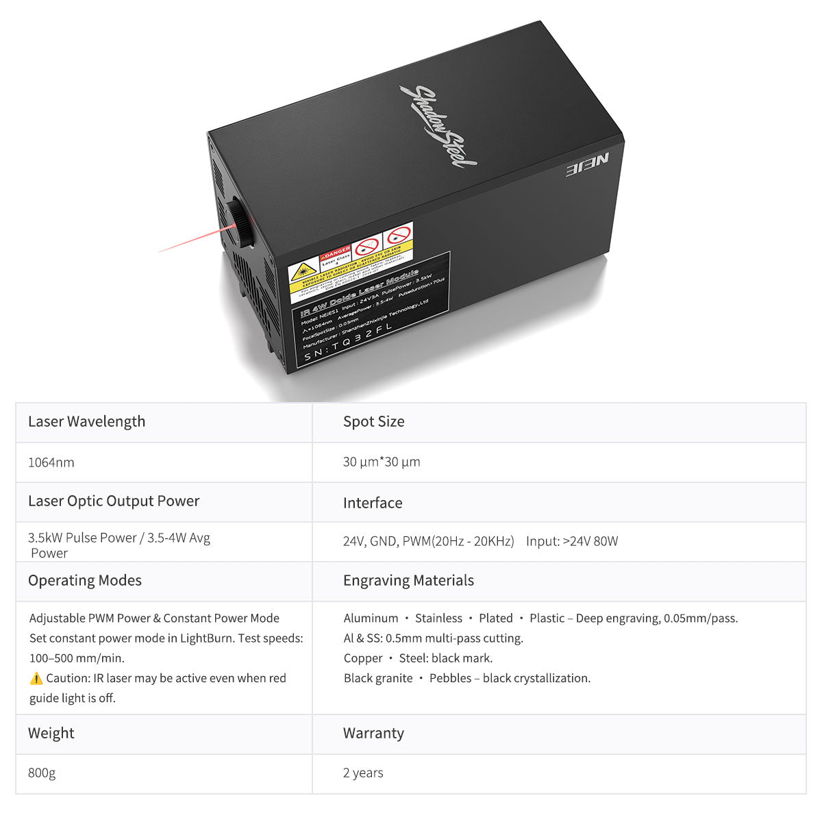 (Pre‑sale Active)NEJE S1 IR 4W: 3.5kW Peak Power DPSS Module for CNC & Laser Engravers, Universal Fit