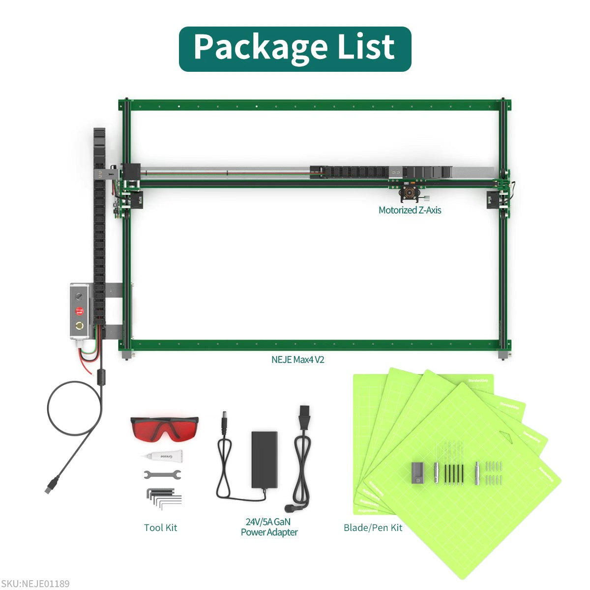 (Pre‑sale Active)NEJE Max4 V2 CNC Laser Professional Starter Blade & Pen Kit – 24V Entry-Level CNC Machine for LightBurn, Vector Design & DIY Manufacturing, Expandable with Vision, Automation & Safety Modules