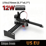 NEJE 5 12W Variable Focus Laser Engraver & Cutter, 170x170mm (6.7"x6.7") Desktop Diode Laser Engraving & Cutting Machine for Wood, Leather, Curved Surface Engraving